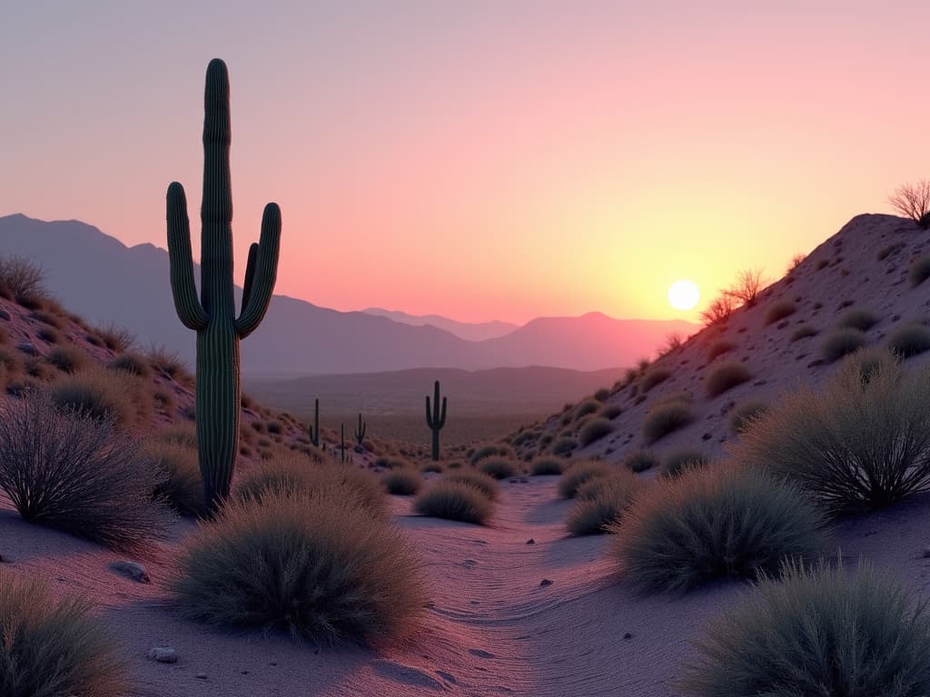 Tucson desert landscape with mountains background for reviews