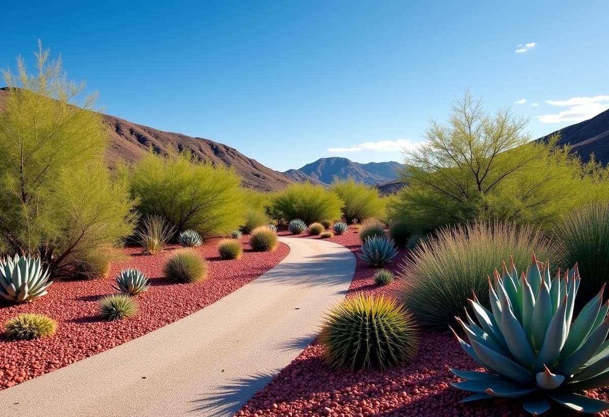 Xeriscaping desert landscape architecture in Tucson, Arizona