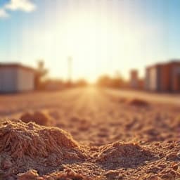 After: Clean and tidy construction site in Tucson ready for the next phase. A construction site in Tucson professionally cleared of all wood, insulation, and general debris, ensuring a safe and organized work environment.