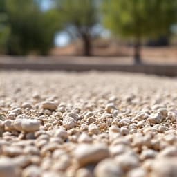 Gravel installation with base layer being spread over prepared ground in Tucson