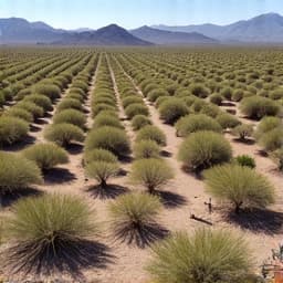 Marana pre-construction clearing site before. An undeveloped lot in Marana, AZ, needing extensive clearing before any construction can begin, showing dense vegetation.