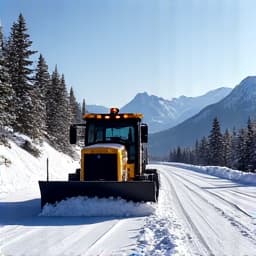 Snow control along Mt. Lemmon Highway, Tucson. Ensuring safe travel on a scenic mountain highway by proficiently removing snow and spreading de-icing agents.
