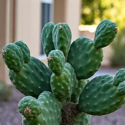 Overgrown cactus and brush dominating a Tucson residential yard. Emergency cactus removal, hazardous plant removal, overgrown yard services, pre-cleanup.