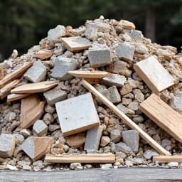 Construction debris pile in Tucson before haul away in Catalina Foothills