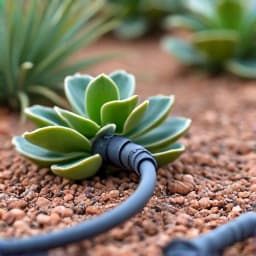 Sustainable xeriscape installation with efficient drip irrigation in Casas Adobes.