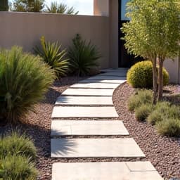 Tucson xeriscape patio design with elegant flagstone pathways.