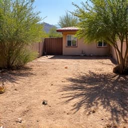 Unkempt backyard in Vail, AZ ready for a xeriscape makeover.