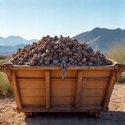 dumpster full of removed junk with arid tucson landscape