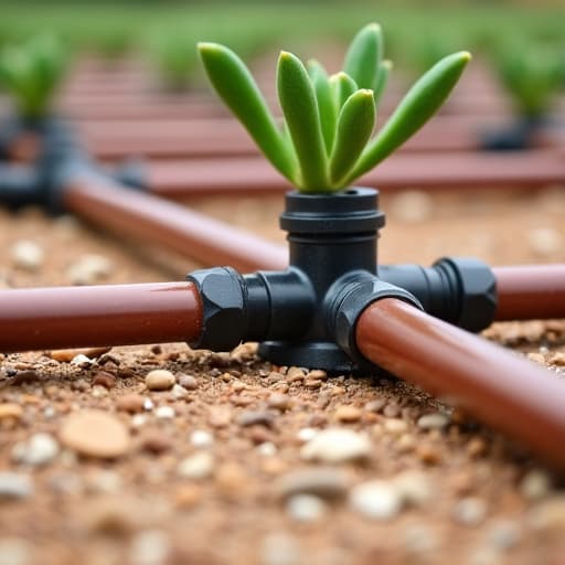 Drip irrigation system repair in a desert landscaped yard in Green Valley, AZ
