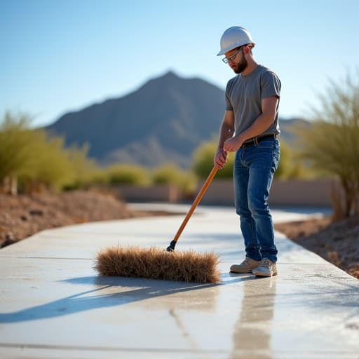 post construction site cleanup worker sweeping debris after renovation