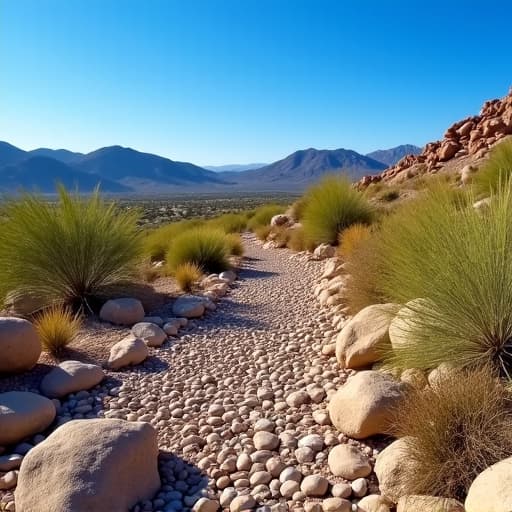 desert rock landscaping for erosion control in Vail with Rincon Mountains in the background