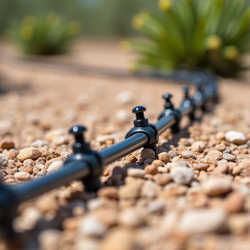 Drip irrigation system installation for Sonoran Desert plants