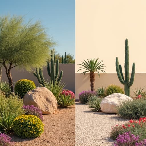 Xeriscape garden vs. rock yard in Tucson
