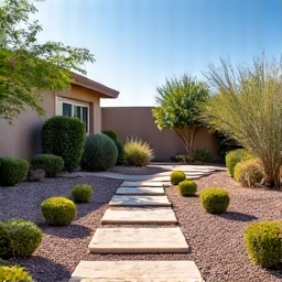 Desert landscape rejuvenation, before and after in Casas Adobes