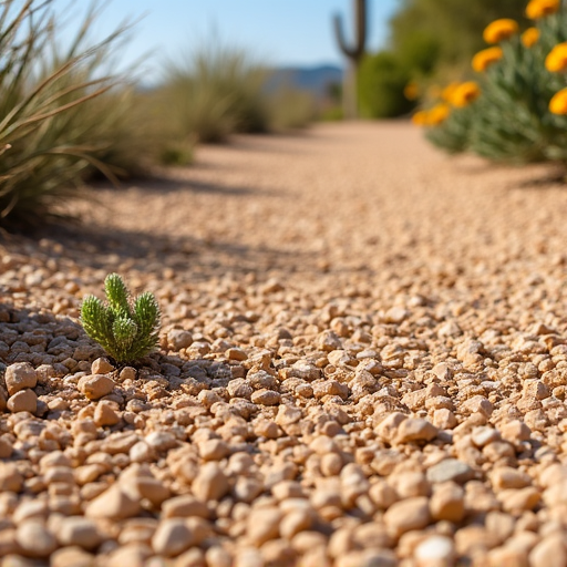Pathway made of decomposed granite blending with desert scenery