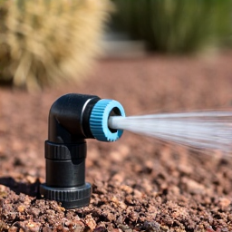 A technician repairing a drip irrigation system, ensuring efficient water distribution for a Tucson, AZ, desert landscape.