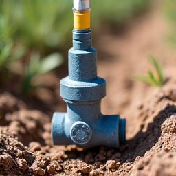 Irrigation valve exposed for repair, with tools laid out in Sahuarita. In progress irrigation valve repair, showing technicians working on replacing parts to fix a leak.