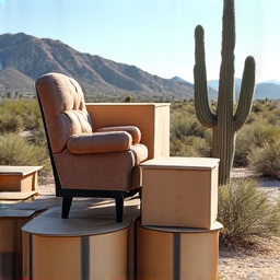 Backyard with old furniture and junk before removal in Oro Valley