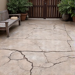 Deteriorated Gravel Driveway in Tucson. An old, uneven gravel driveway with weeds growing through and worn-out patches, indicating the necessity for professional gravel installation and repair services.