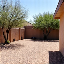 Residential Junk Removal in Tucson. A cleared residential backyard after furniture and general household junk removal, showing efficient and clutter-free results provided by professional junk hauling services.