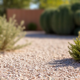 Sahuarita backyard after gravel installation showing a fresh path