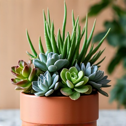 Artful succulent arrangement in Quail Creek landscaping, Green Valley