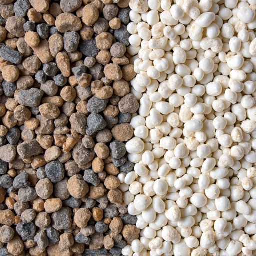 Clean landscaping gravel next to desert plants