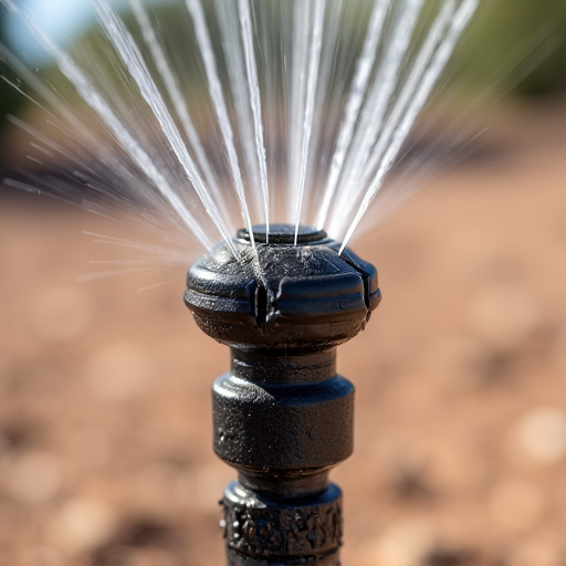 Tucson emergency irrigation repair showing a sprinkler head with a significant leak