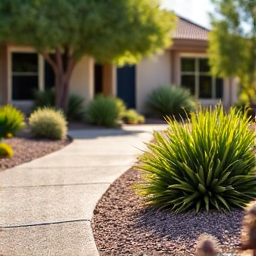 Tucson landscaping project after, showcasing a beautiful, transformed residential entrance