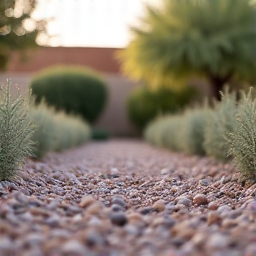 Before: Worn out and faded gravel area in a Vail backyard.